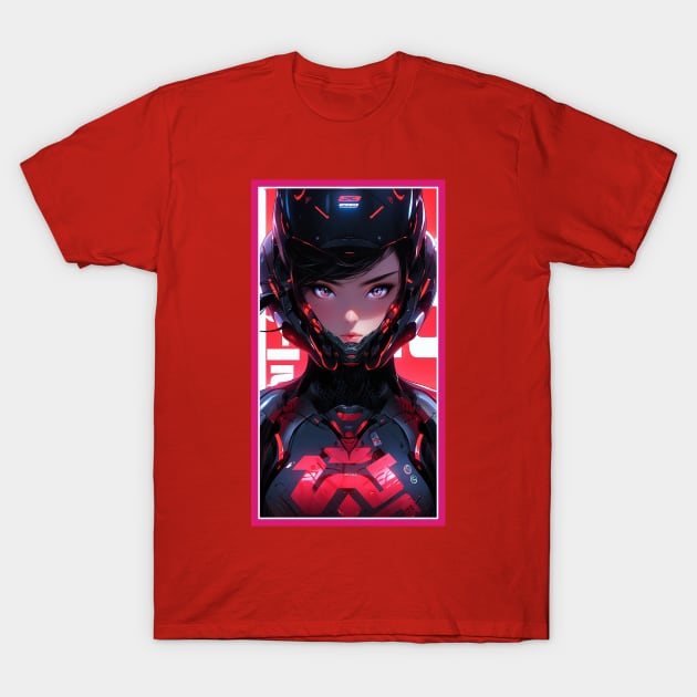 Anime Race Girl | Quality 3D Anime Artwork | Pink Red Black Blue Chibi Manga Anime Art T-Shirt by AlNoah